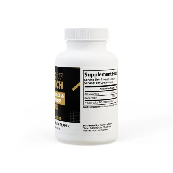 Ashwagandha and Black Pepper Supplement (60 capsules) - Image 3